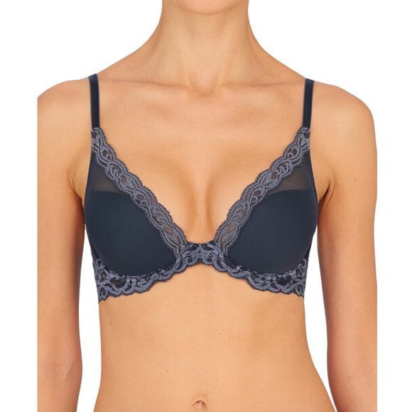 NWOT‎ NATORI Feathers Contour Plunge Bra in Blue Green/Ink (32D) - Picture 9 of 10